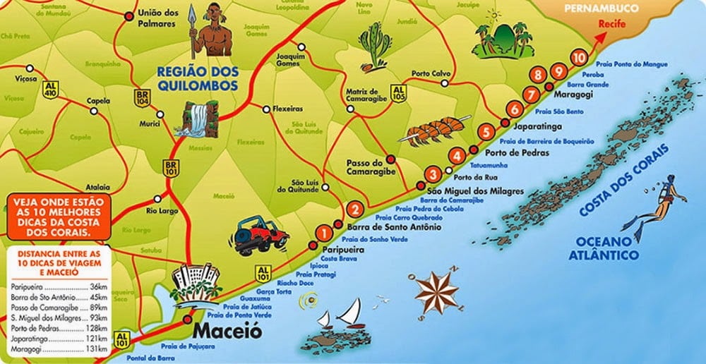 Mapa do Litoral Norte de Alagoas Mapa do Litoral Norte de Alagoas