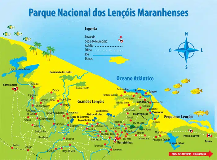 Mapa do Parque Nacional dos Lençóis Maranhenses Mapa do Parque Nacional dos Lençóis Maranhenses