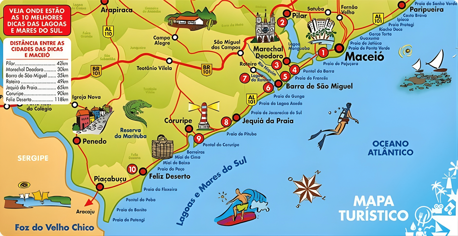 mapa do litoral sul de Alagoas mapa do litoral sul de Alagoas