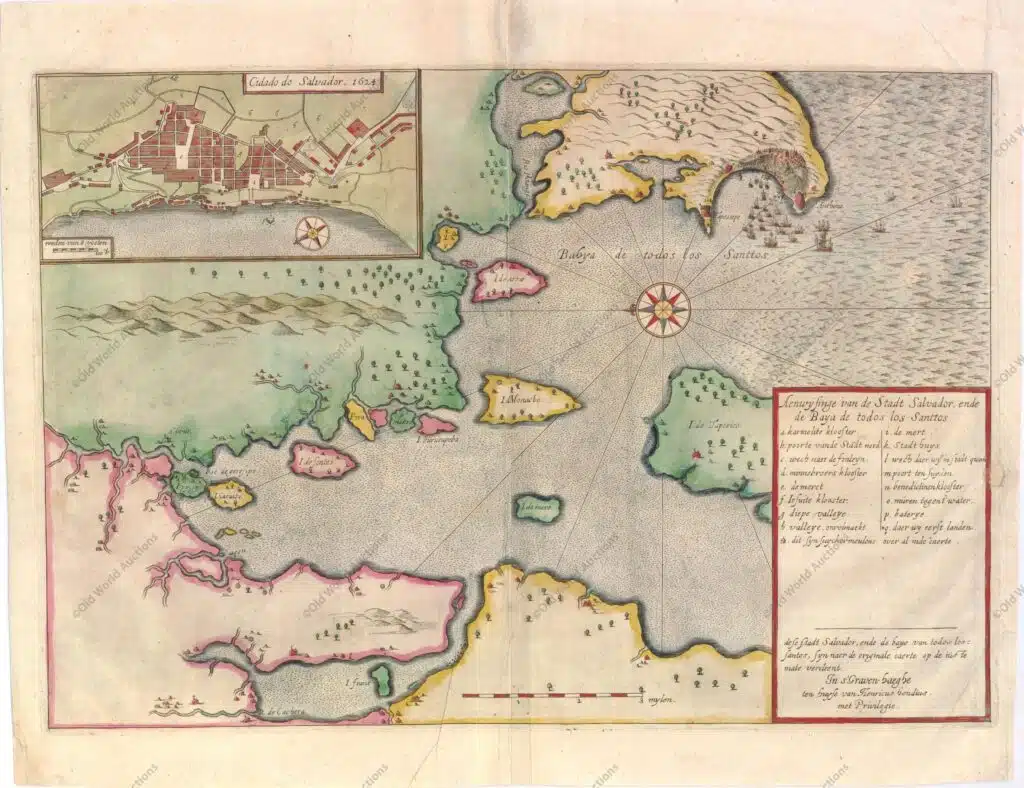 "Aenwysinge van de Stadt Salvador, ende de Baya de Todos Los Santtos", Hondius, Henricus "Aenwysinge van de Stadt Salvador, ende de Baya de Todos Los Santtos", Hondius, Henricus