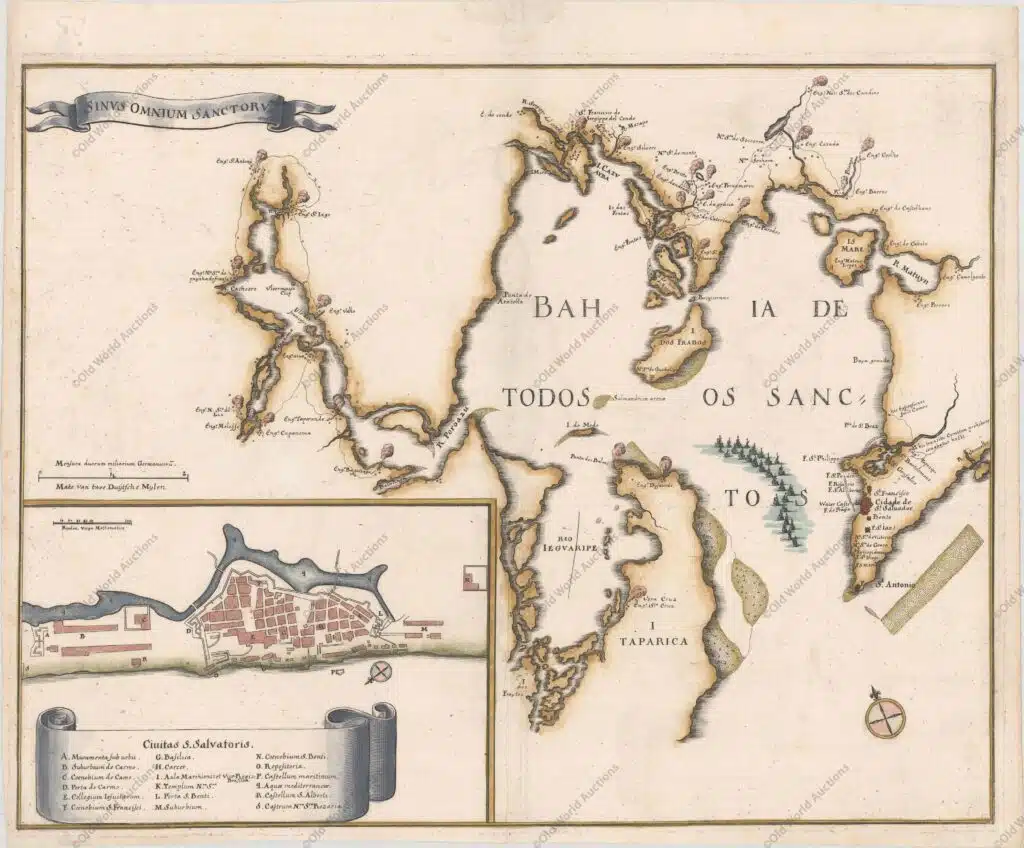 Todos os Santos Bay, Brazil, 1671, Publication: De Nieuwe en Onbekende Weereld Todos os Santos Bay, Brazil, 1671, Publication: De Nieuwe en Onbekende Weereld