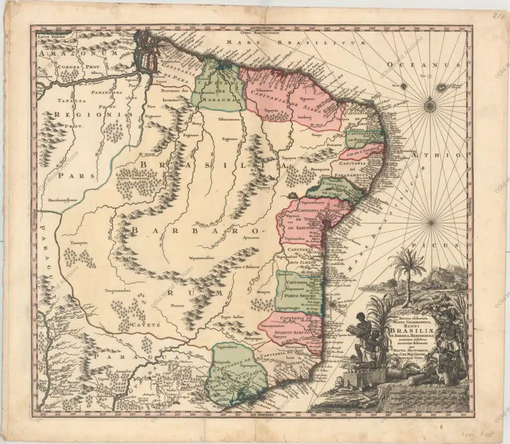 Recens Elaborata Mappa Geographica Regni Brasiliae in America Meridionali, Maxime Celebris Accuratae Delineata, Seutter, Matthias - 1730 Recens Elaborata Mappa Geographica Regni Brasiliae in America Meridionali, Maxime Celebris Accuratae Delineata, Seutter, Matthias - 1730