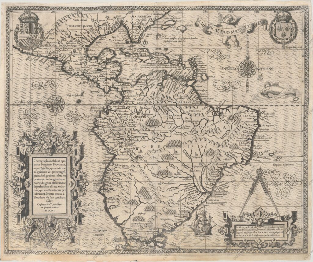 Mapa do Hemisfério Ocidental de 1592 Mapa do Hemisfério Ocidental de 1592