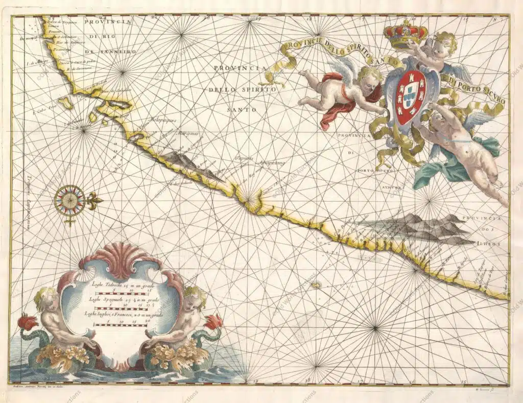 Mapa da Capitania de Espirito Santo e Porto Seguro de 1698 Mapa da Capitania de Espirito Santo e porto Seguro de 1698