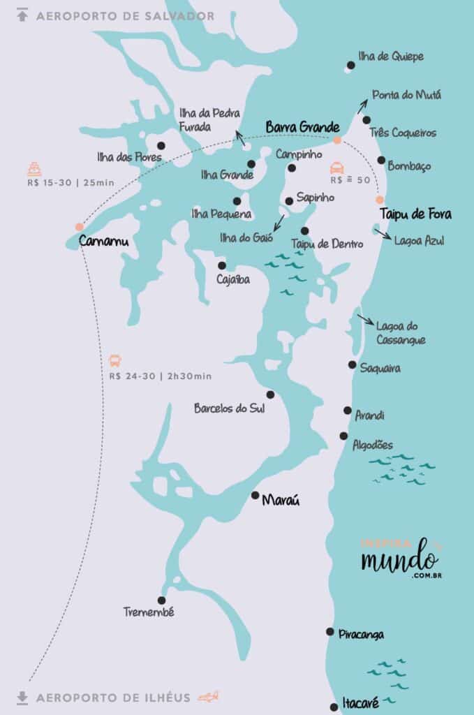 Mapa da Península de Maraú Mapa da Península de Maraú