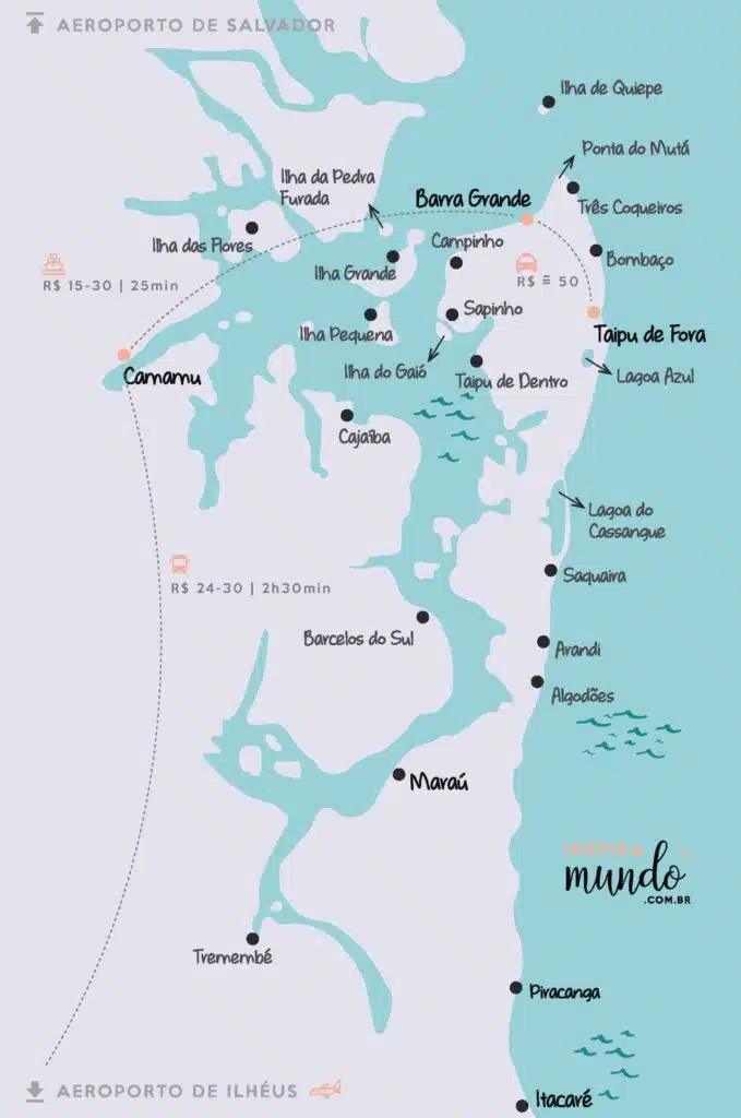 Mapa da Península de Maraú Mapa da Península de Maraú