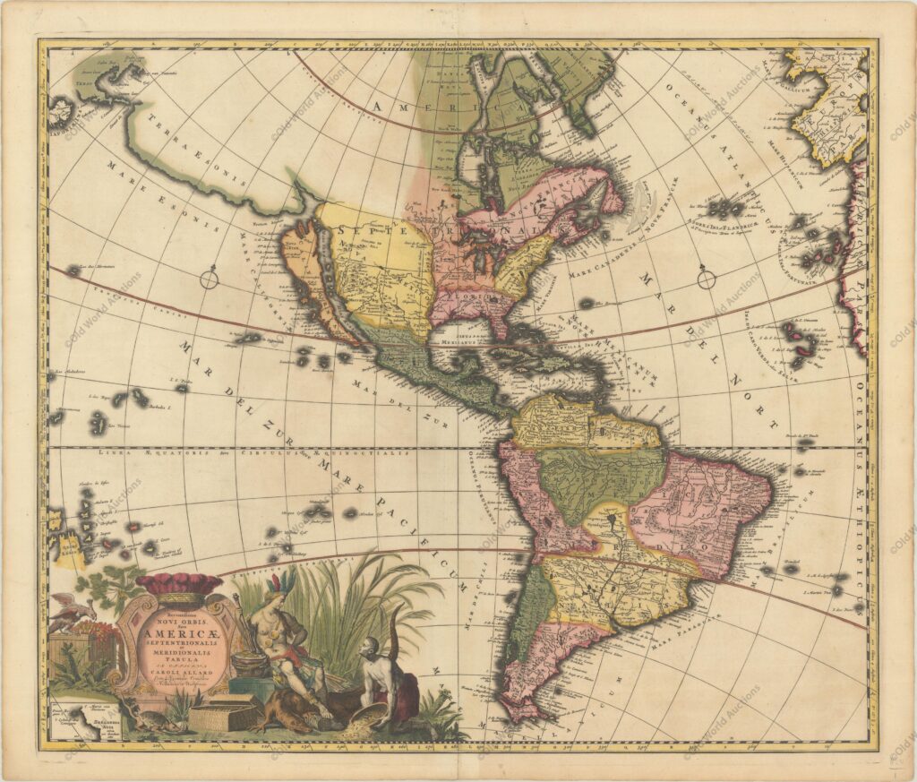 Mapa do hemisfério ocidental de 1700