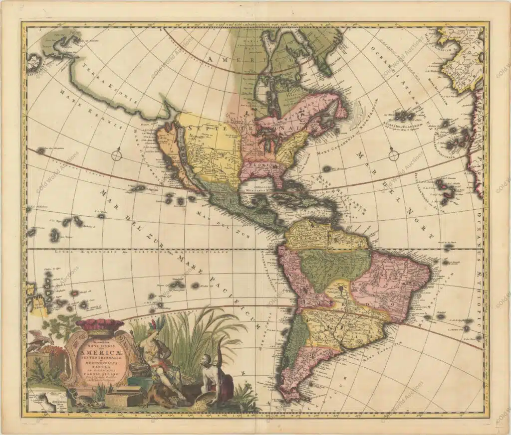 Mapa do hemisfério ocidental de 1700