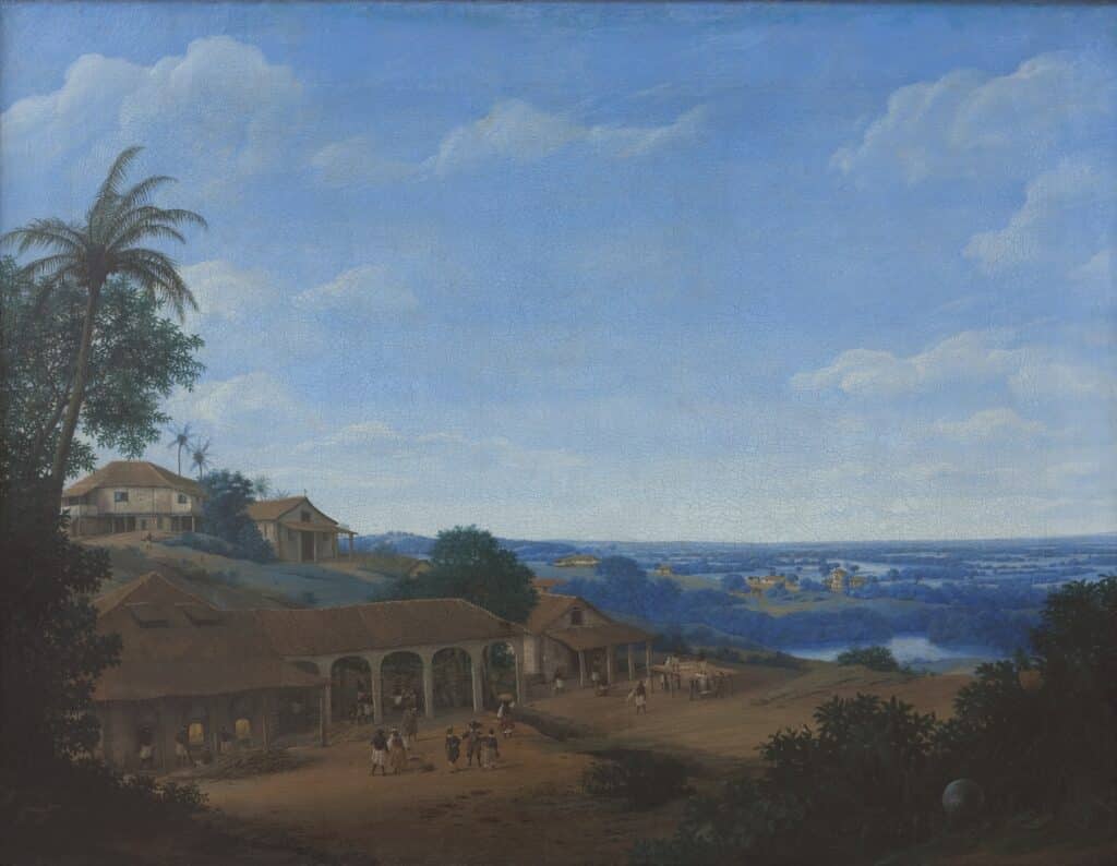 Paisagem no Brasil com plantação de açúcar, Frans Post (1660) Paisagem no Brasil com plantação de açúcar, Frans Post (1660)