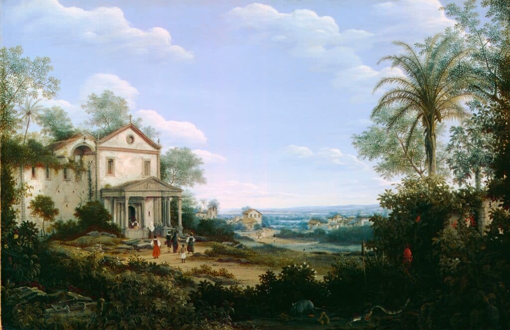 Vista da Igreja Jesuíta em Olinda, Frans Post (1665) Vista da Igreja Jesuíta em Olinda, Frans Post (1665)