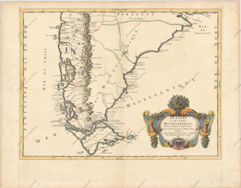 Mapa do Sul da América do Sul de 1668
