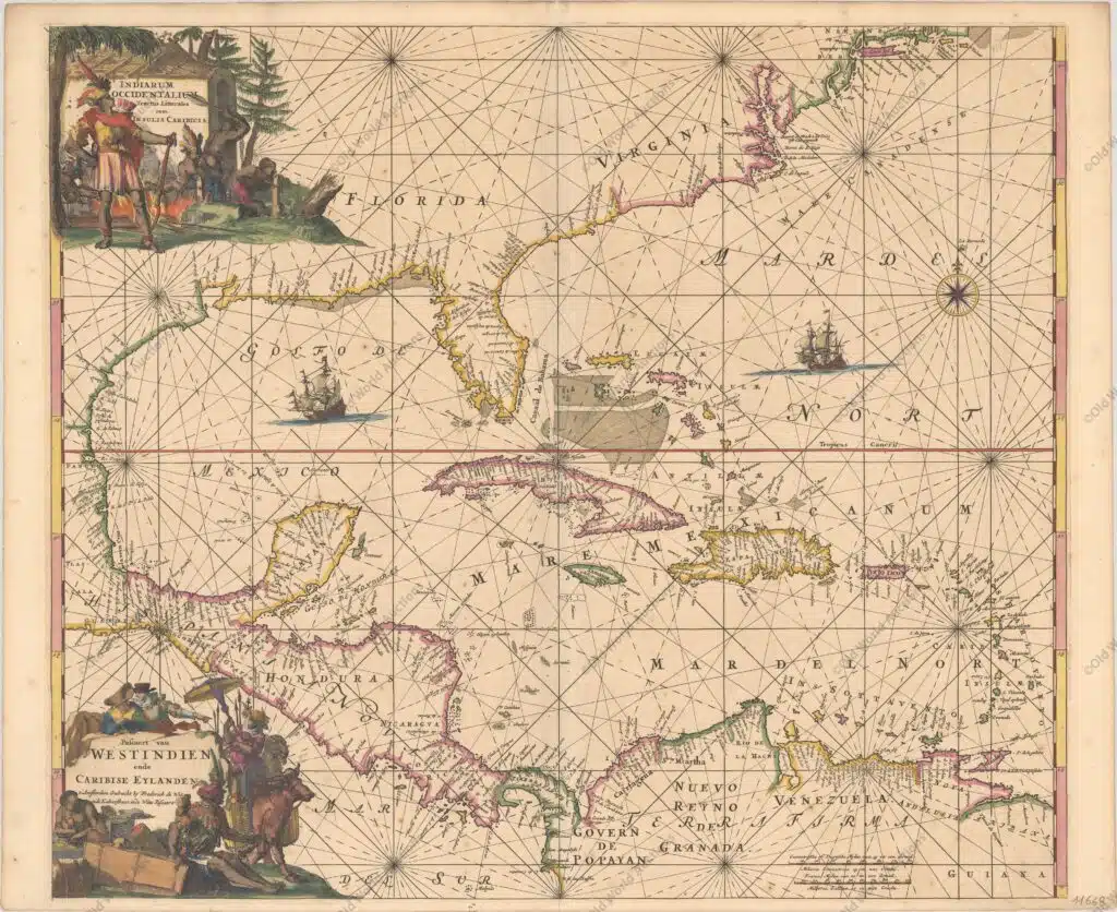 Map of the Gulf of Mexico and the Caribbean from 1675 Map of the Gulf of Mexico and the Caribbean from 1675