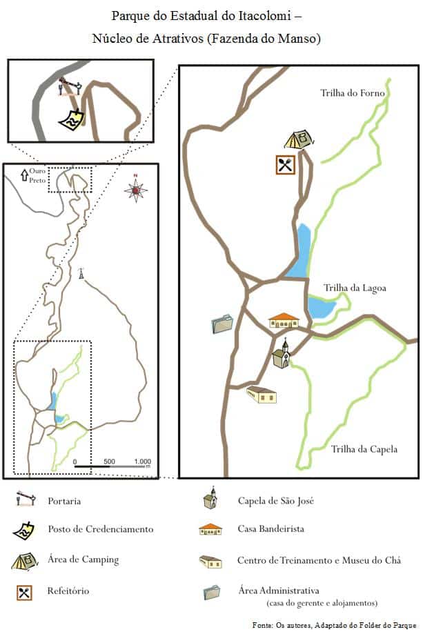 mapa do Parque Estadual do Itacolomi mapa do Parque Estadual do Itacolomi