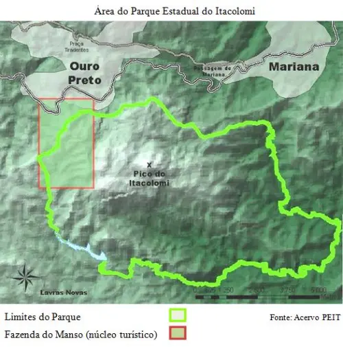 Mapa do Parque Estadual Pico do Itacolomi Mapa do Parque Estadual Pico do Itacolomi