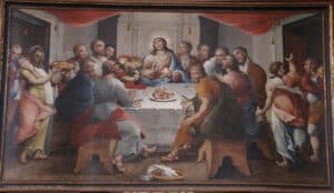 Quadro da Santa Ceia pintado por Manoel da Costa Ataíde na Igreja de Nossa Senhora Mãe dos Homens do Santuário do Caraça.