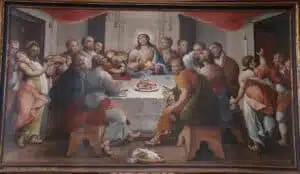 Quadro da Santa Ceia pintado por Manoel da Costa Ataíde na Igreja de Nossa Senhora Mãe dos Homens do Santuário do Caraça.