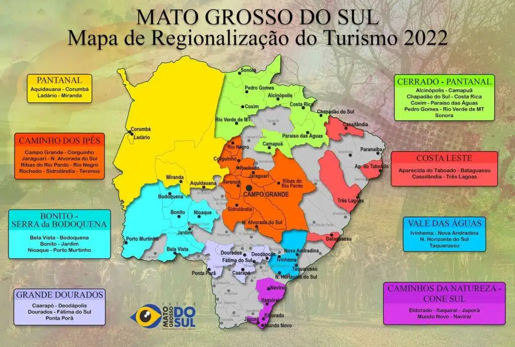 Mapa de Regionalização de Turismo no Mato Grosso do Sul Mapa de Regionalização de Turismo no Mato Grosso do Sul