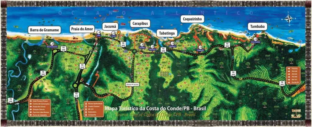 Mapa das praias da Costa do Conde no Litoral Sul da Paraíba Mapa das praias da Costa do Conde no Litoral Sul da Paraíba