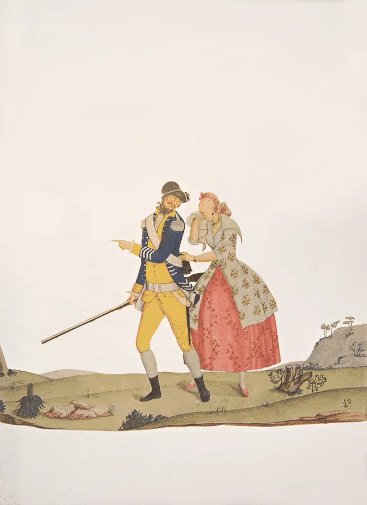 Atribuído a Carlos Julião. Estampa 7 de "Ditos de Figurinhos de Brancos e Negros...", sem data (século XVIII). Aquarela sobre papel. Fundação Biblioteca Nacional, Rio de Janeiro. Atribuído a Carlos Julião. Estampa 7 de "Ditos de Figurinhos de Brancos e Negros...", sem data (século XVIII). Aquarela sobre papel. Fundação Biblioteca Nacional, Rio de Janeiro.