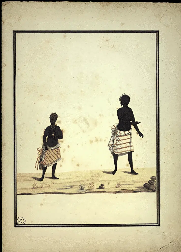 Atribuído a Carlos Julião. Estampa 26 de "Ditos de Figurinhos de Brancos e Negros...", sem data (século XVIII). Aquarela sobre papel. Fundação Biblioteca Nacional, Rio de Janeiro. Atribuído a Carlos Julião. Estampa 26 de "Ditos de Figurinhos de Brancos e Negros...", sem data (século XVIII). Aquarela sobre papel. Fundação Biblioteca Nacional, Rio de Janeiro.