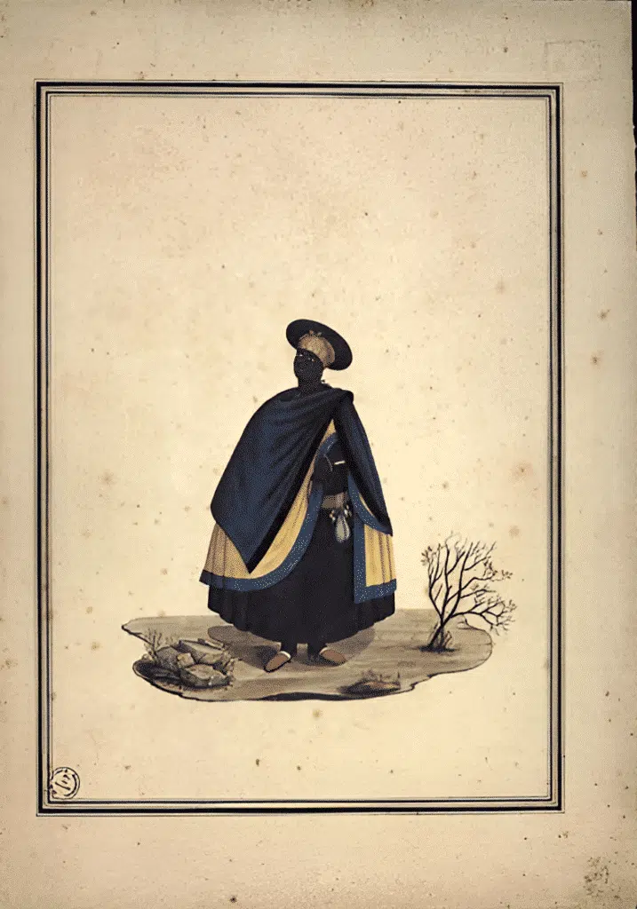 Atribuído a Carlos Julião. Estampa 27 de "Ditos de Figurinhos de Brancos e Negros...", sem data (século XVIII). Aquarela sobre papel. Fundação Biblioteca Nacional, Rio de Janeiro. Atribuído a Carlos Julião. Estampa 27 de "Ditos de Figurinhos de Brancos e Negros...", sem data (século XVIII). Aquarela sobre papel. Fundação Biblioteca Nacional, Rio de Janeiro.