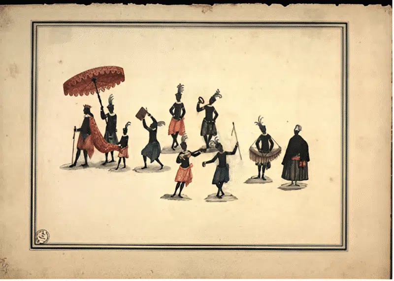 Atribuído a Carlos Julião. Estampa 39 de "Ditos de Figurinhos de Brancos e Negros...", sem data (século XVIII). Aquarela sobre papel. Fundação Biblioteca Nacional, Rio de Janeiro. Atribuído a Carlos Julião. Estampa 39 de "Ditos de Figurinhos de Brancos e Negros...", sem data (século XVIII). Aquarela sobre papel. Fundação Biblioteca Nacional, Rio de Janeiro.