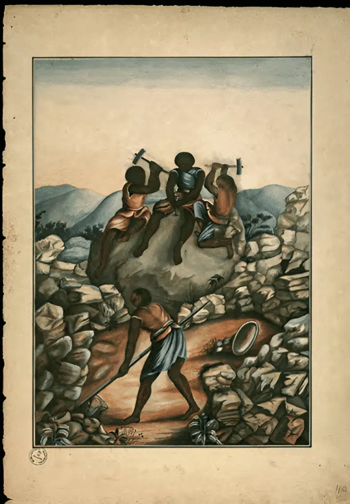 Atribuído a Carlos Julião. Estampa 40 de "Ditos de Figurinhos de Brancos e Negros...", sem data (século XVIII). Aquarela sobre papel. Fundação Biblioteca Nacional, Rio de Janeiro. Atribuído a Carlos Julião. Estampa 40 de "Ditos de Figurinhos de Brancos e Negros...", sem data (século XVIII). Aquarela sobre papel. Fundação Biblioteca Nacional, Rio de Janeiro.