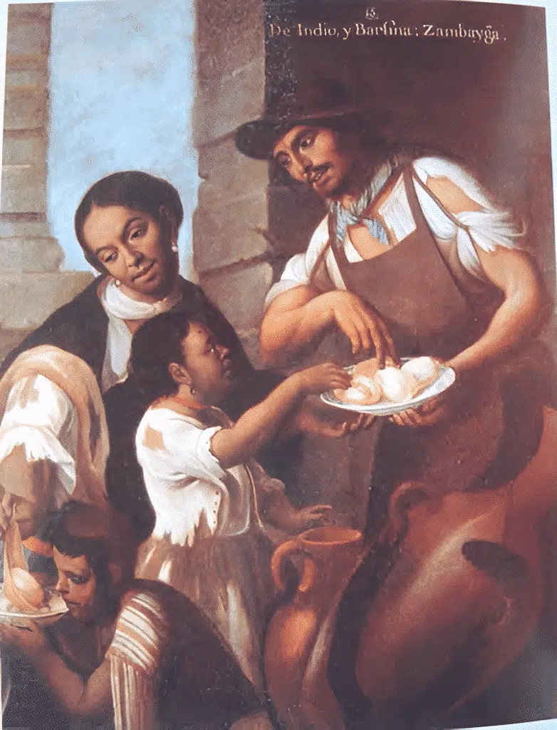 Miguel Cabrera. De índio e barzina, sambaiga, sem data (século XVIII). Óleo sobre tela. Museo de América, Madri. Miguel Cabrera. De índio e barzina, sambaiga, sem data (século XVIII). Óleo sobre tela. Museo de América, Madri.