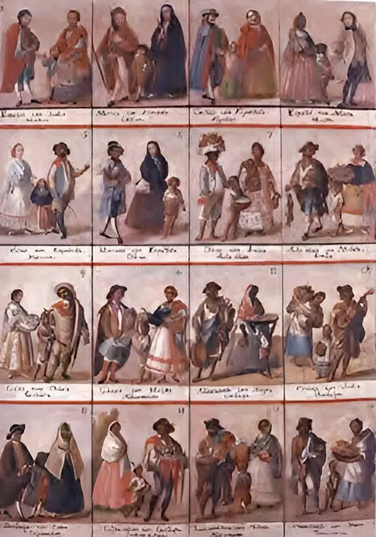 Autor desconhecido. Castas de México, sem data (século XVIII). Óleo sobre tela. Museo Nacional del Virreinato, Tepotzotlán, México. Autor desconhecido. Castas de México, sem data (século XVIII). Óleo sobre tela. Museo Nacional del Virreinato, Tepotzotlán, México.