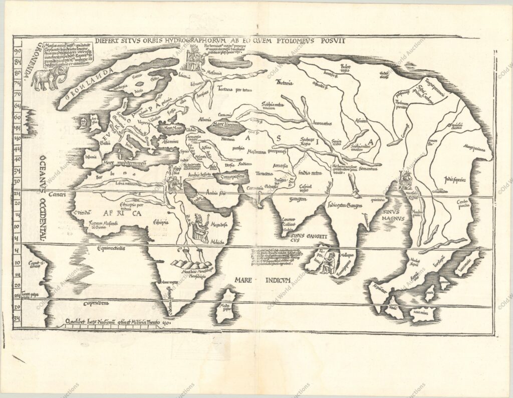 Mapa-múndi de 1525 This is the first English map, and very likely the very first map overall, to show California as an Island and features a flat northern coastline. Burden aptly describes this map as "the progenitor of the most persistent of cartographic misconceptions," as many scholars believe that Briggs' map was in fact the source for Abraham Goos' 1624 map of the continent that by publication date was the first map to show California as an island. The most compelling evidence for this argument on Goos' map is the lack of a Dutch presence in New England and the use of Hudsons R. which was the only Dutch map of the period to use this English name. If Briggs' map was in fact issued earlier, his would also be the first to name Hudson Bay, Hudson River, and Cape Cod among others. It was engraved by Reynold Elstracke with his imprint in the lower right corner and locates Plymouth, James Citti, and Real De Nueva Mexico (Santa Fe). No Great Lakes are depicted. There is a large Oceanus Iaponicus to the west of Hudson Bay with two paragraphs of text demonstrating knowledge of recent explorers seeking a Northwest Passage. The third paragraph at lower left relates to California and begins "California sometymes supposed to be a part of ye westerne continent, but scince by a Spanish Charte taken by ye Hollanders it is found to be a goodly Ilande..." indicating that the theory began with Spanish explorers. Vizcaino's voyage of 1602-03 is noted with the place names P.S. Diego and S. Clemet appearing for perhaps the first time. Friar Antonio de la Ascension was on Vizcaino's ship, whose written account is most likely the origin of the insular California theory.