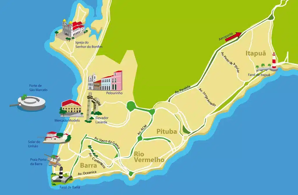 Mapa Turístico de Salvador da Bahia Mapa Turístico de Salvador da Bahia