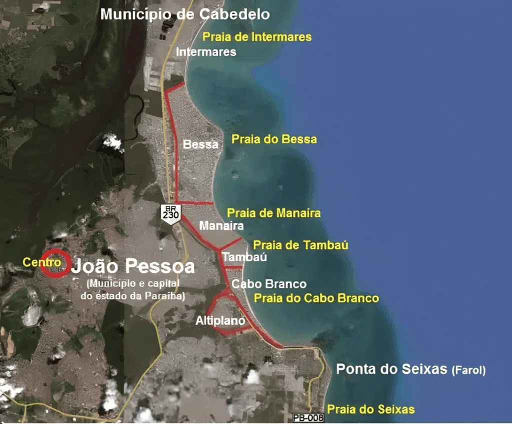Mapa de João Pessoa na Paraíba Mapa de João Pessoa na Paraíba
