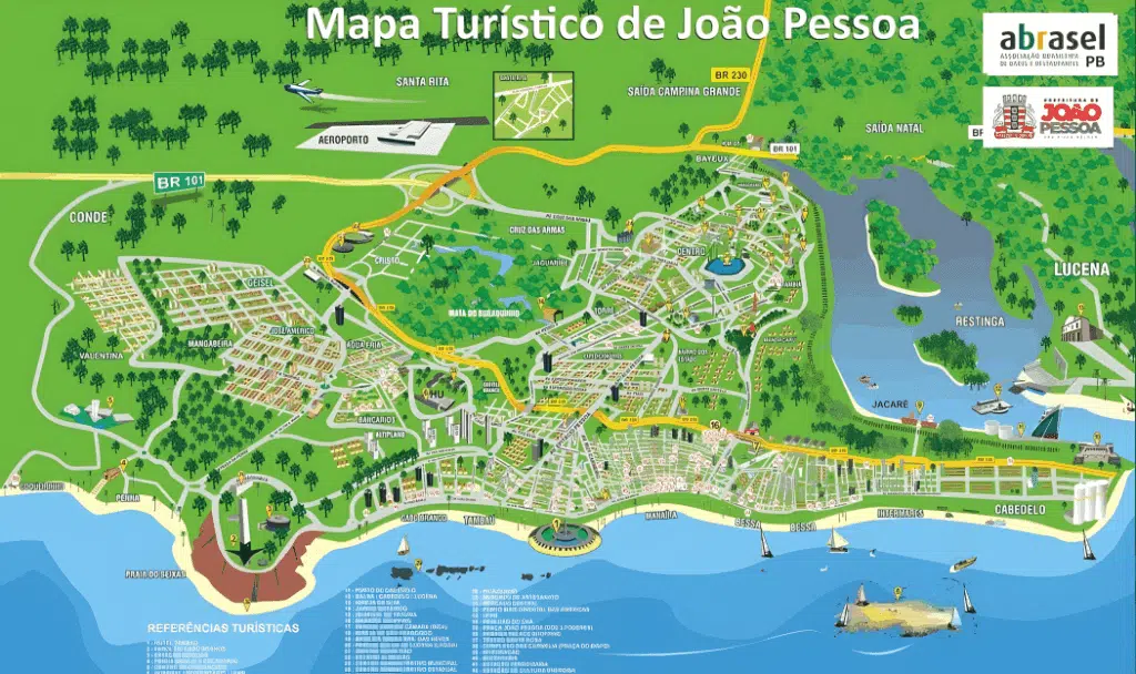 Mapa Turístico de João Pessoa na Paraíba Mapa Turístico de João Pessoa na Paraíba