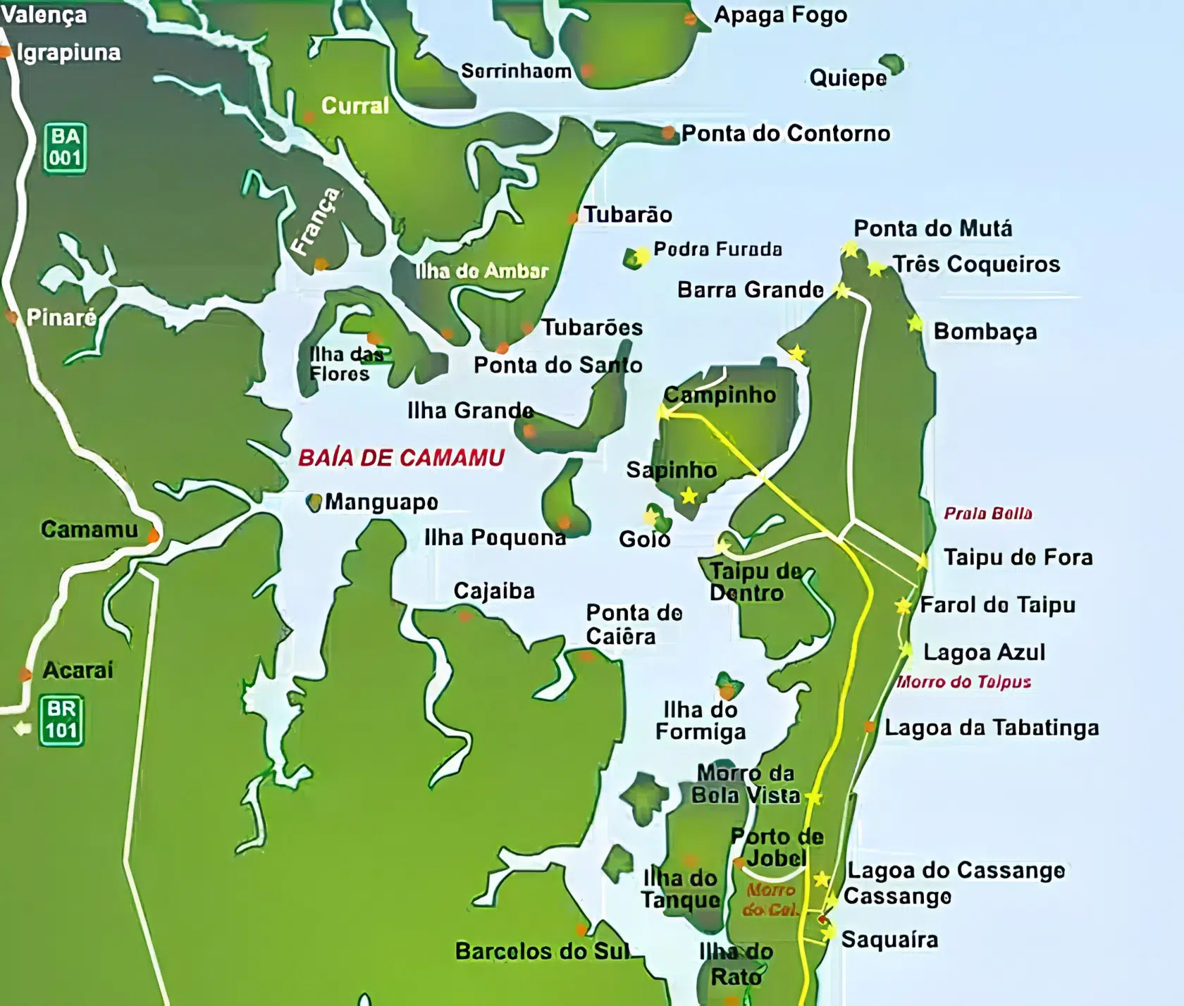 mapa da Baía de Camamu BA mapa da Baía de Camamu BA